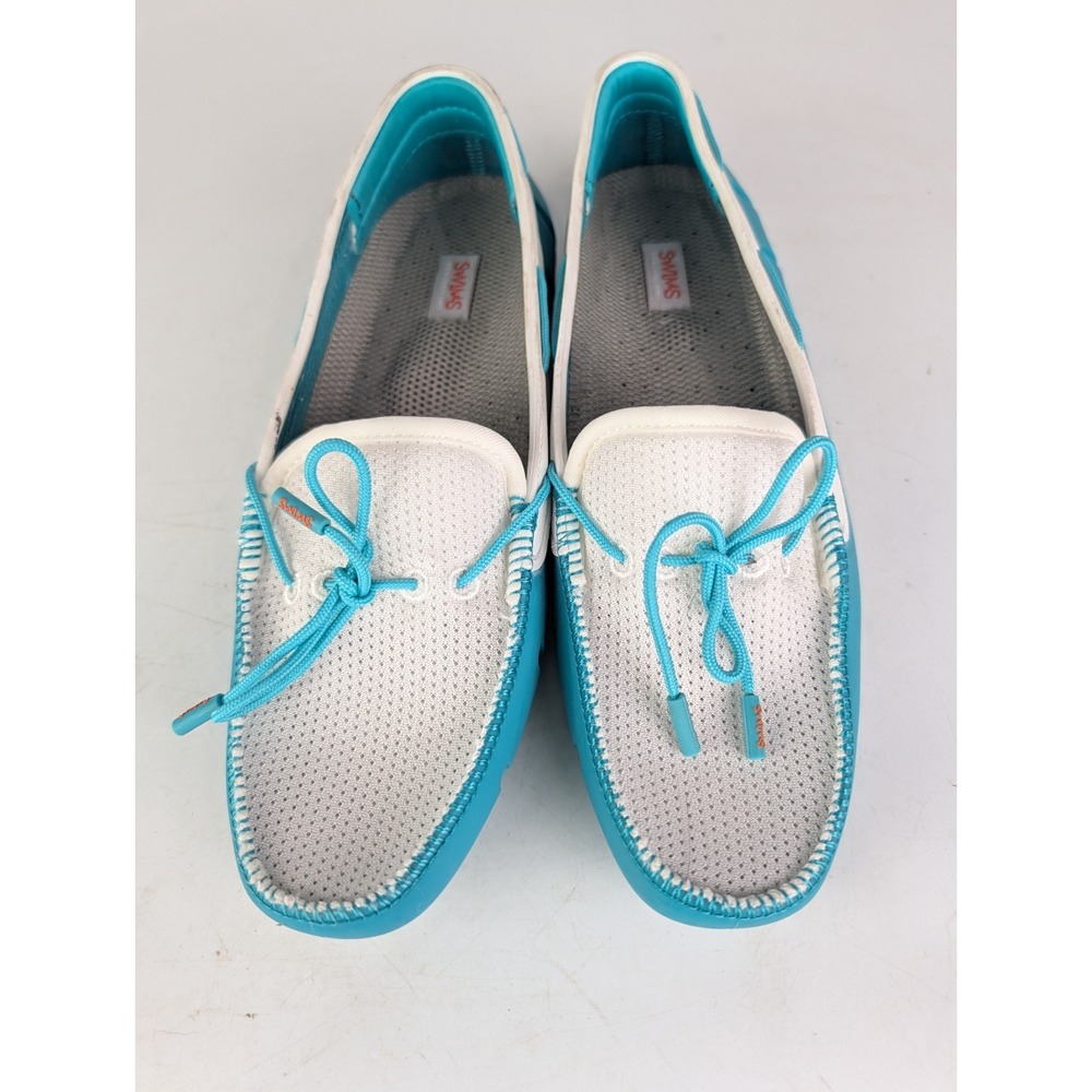 Swims Braided Women's Size: 40 / 9 Turquoise & White Boating Loafer Water Shoes - Picture 2 of 6